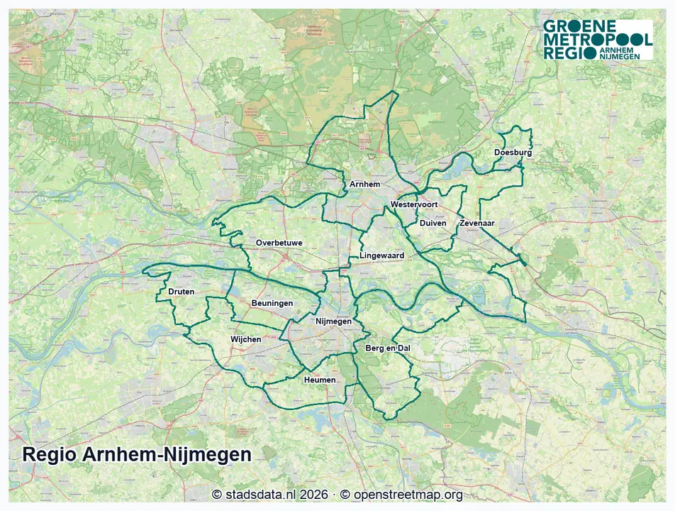 Kaart Regio Arnhem-Nijmegen